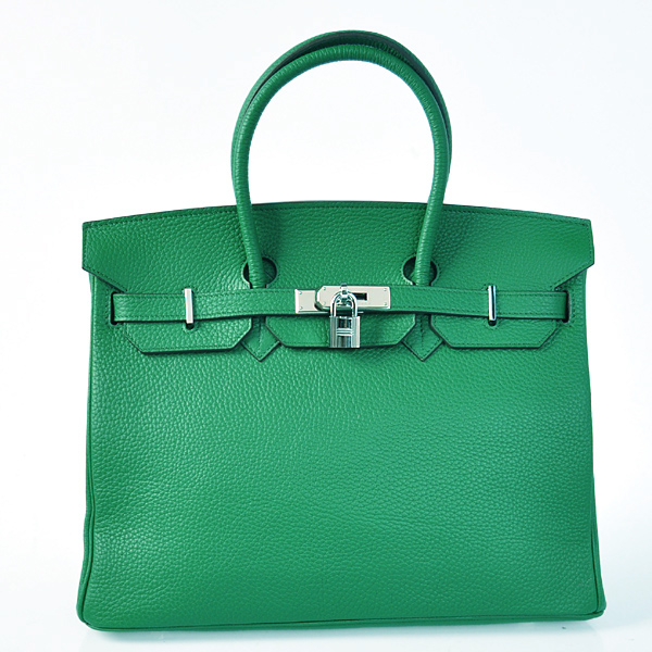 H35LDGS Hermes Birkin 35CM pelle clemence in verde scuro con S